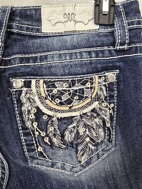 Miss Me Dark Blue Boot-Cut Jeans with Dreamcatcher Pocket Embroidery